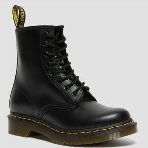 NWOB Dr. Martens 1460 Smooth Leather Lace Up Boots Black with Yellow Accents